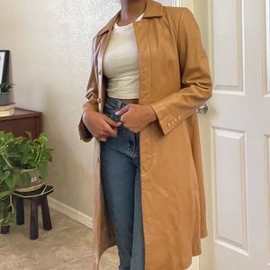 Tan leather coat